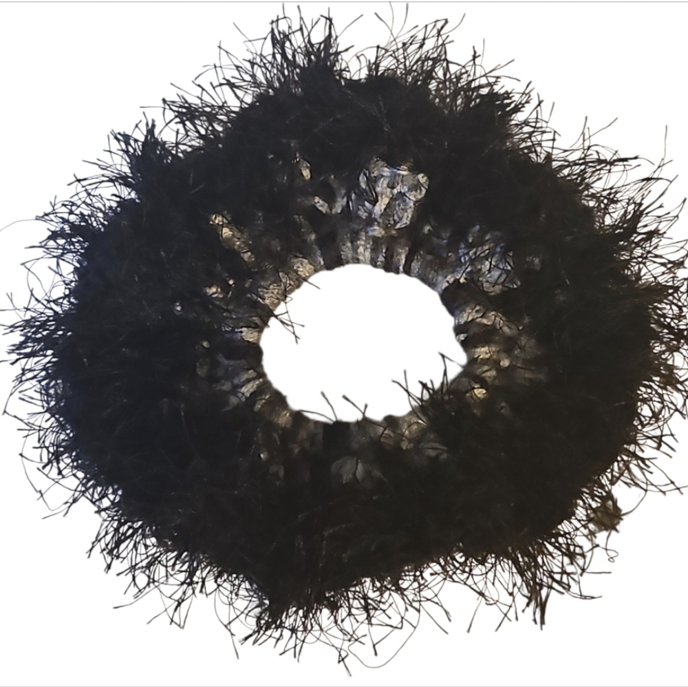 Handmade Black Swan Tutu Scrunchie Crochet Eco Balletcore Hair Gift Bun Cover